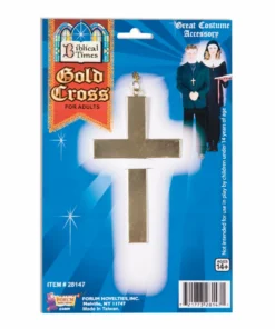 Forum Novelties Gold Cross Necklace In Metal