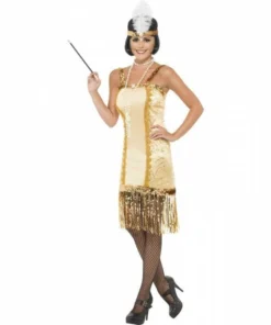 Smiffys Gold Charleston Flapper Dress Ladiesc