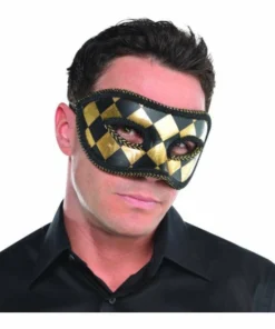 Amscan Harlequin Black & Gold Men's Mask