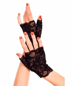 Brave N Krazy Lace Fingerless Black Gloves