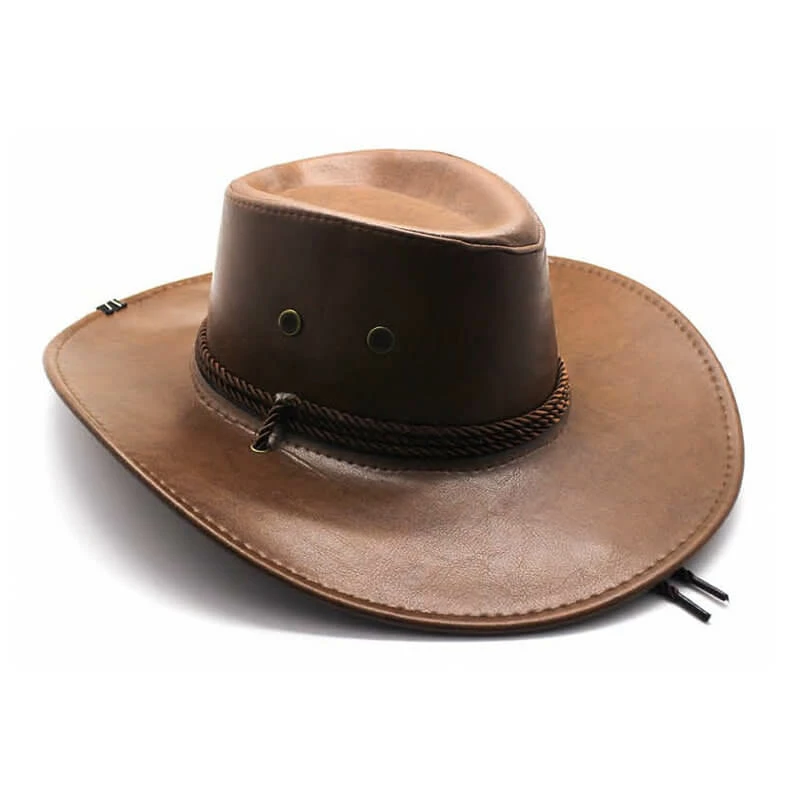 JD Party Leather Look Cowboy Hat - Brown Hats & Headwear 3 JD Party Leather Look Cowboy Hat - Brown Hats & Headwear