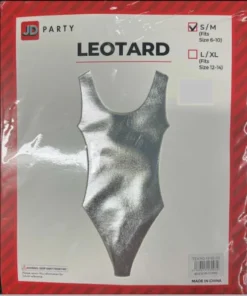 JD Party 1980's 80s Leotard Metallic Silver