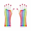 Trademart Long Rainbow Fishnet Gloves