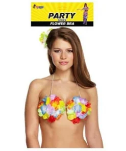 Allen Trading Around The World Luau Hawaiian Multi Coloured Flower Bra