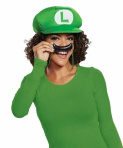 Disguise Costumes Accessoriesc Luigi Adult Hat & Necklace With Attached Moustache