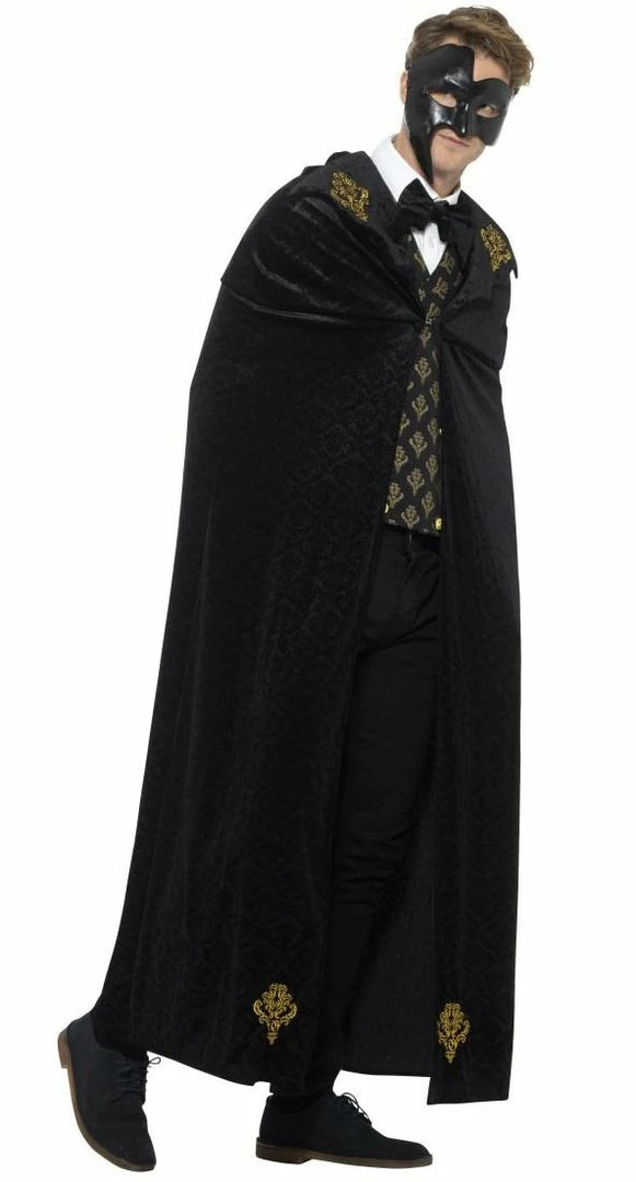 Smiffys Men's Black & Gold Phantom Halloween Costume 5 Smiffys Men's Black & Gold Phantom Halloween Costume