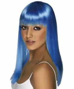 Smiffys Accessoriesc Neon Blue Long Straight Glamourama Wig