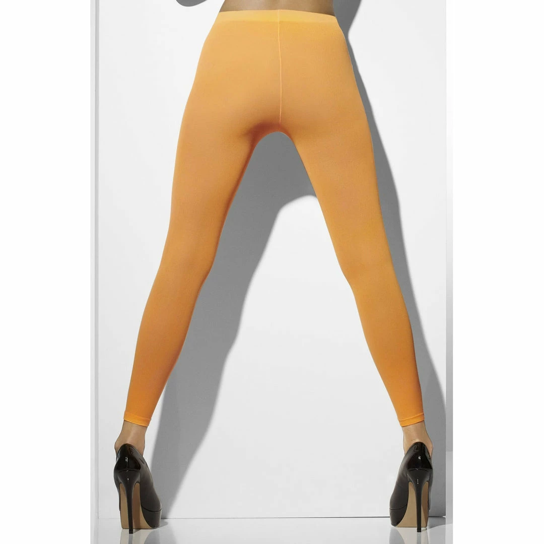 Smiffys Neon Orange Opaque Footless Tights 3 Smiffys Neon Orange Opaque Footless Tights