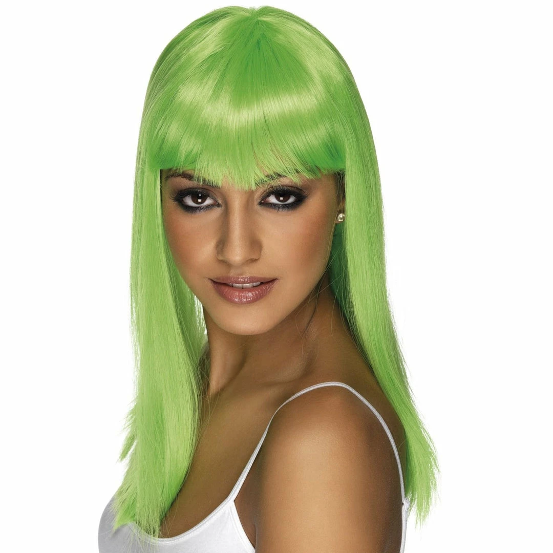 Smiffys Neon Green Long Straight Glamourama Wig Wigsc 3 Smiffys Neon Green Long Straight Glamourama Wig Wigsc