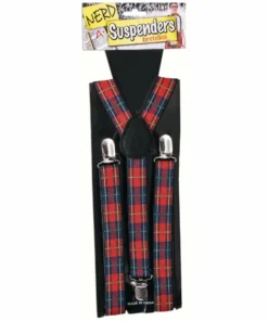 Forum Novelties Accessoriesc Nerd Suspenders - Red & Black Check