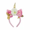 Trademart Pink Unicorn Headband With Flowers & Gold Horn 2 Trademart Pink Unicorn Headband With Flowers & Gold Horn