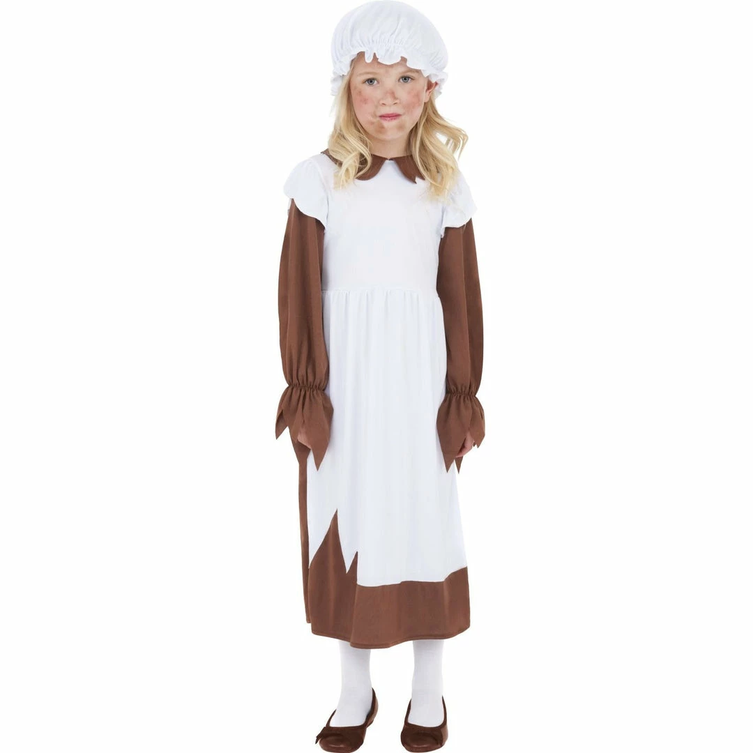 Smiffys Poor Victorian Girls Costume - Brown & White Girls Costumes 3 Smiffys Poor Victorian Girls Costume - Brown & White Girls Costumes