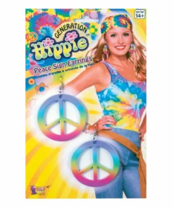 Forum Novelties Rainbow Peace Earrings 1960's