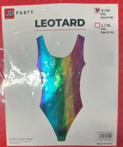 JD Party Ladiesc 80s Leotard Metallic Rainbow