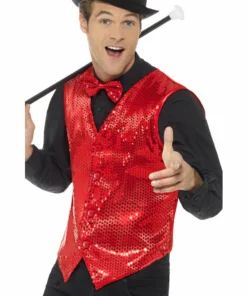 Smiffys Red Sequin Waistcoat Mensc