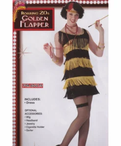 Tomfoolery Ladiesc Roaring 20's Golden Flapper Costume