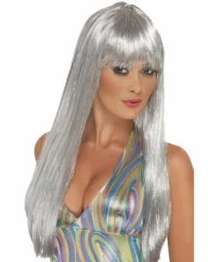 Smiffys 1970's Silver Glitter Disco Wig