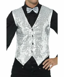 Smiffys Silver Sequin Waistcoat Mensc