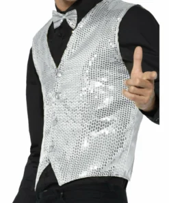 Smiffys Silver Sequin Waistcoat Mensc