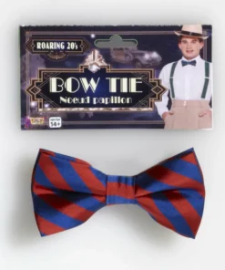 Forum Novelties Suspenders & Ties Striped Bow Tie - Red & Blue
