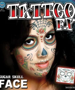 Carnival Products Accessoriesc Tinsley FX Full Face Temp Tattoo - Sugar Skull Ladies