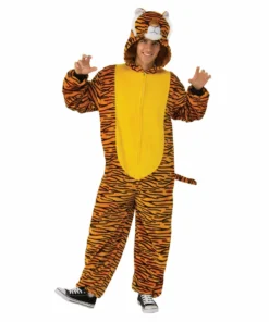 Rubie's Deerfield Tiger Furry Onesie Costume-Adult Mensc
