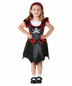Smiffys Girls Costumes Toddler Pirate Skull And Crossbones Girl Costume