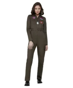 Smiffys Ladiesc Top Gun Ladies Costume In Khaki- Smiffy's