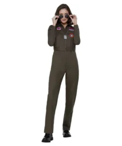 Smiffys Ladiesc Top Gun Ladies Costume In Khaki- Smiffy's