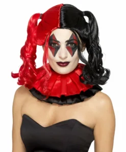 Smiffys Twisted Harlequin Black And Red Wig