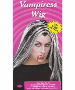 Crackerjack Costume Wigsc Vampiress Streaked Black & White 60 Cm Long Wig