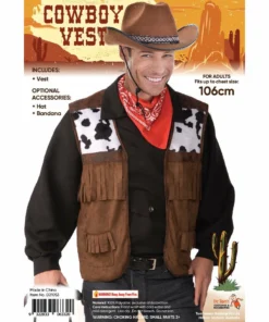 Tomfoolery Wild West Fringed Cowboy Vest - Mens Mensc