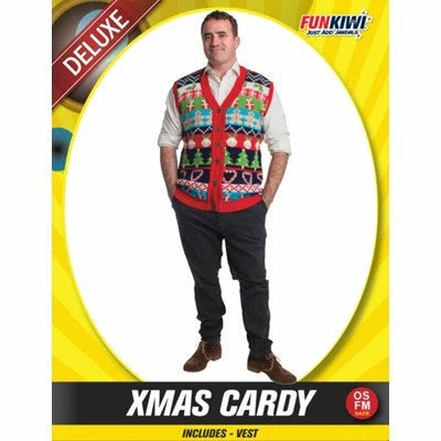 Allen Trading Xmas Cardy Vest - Adult Mensc 3 Allen Trading Xmas Cardy Vest - Adult Mensc